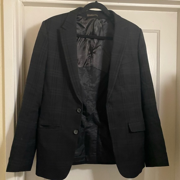 Zara Man Black Gingham Checker Pattern Cotton Wool Blend blazer suit jacket - Picture 2 of 15